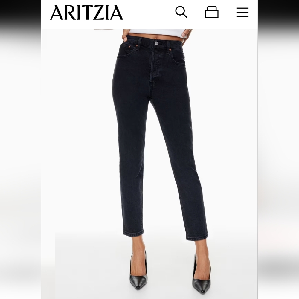 Aritzia Denim Forum the Yoko High-rise slim jeans,Black eyeliner,26/28L - Picture 5 of 16